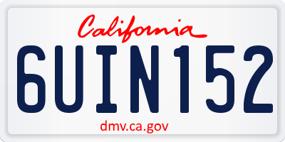 CA license plate 6UIN152