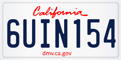CA license plate 6UIN154