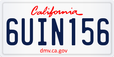 CA license plate 6UIN156