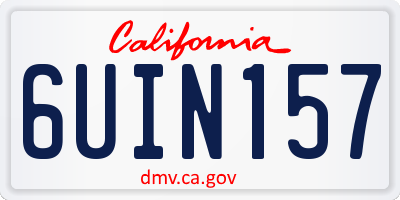 CA license plate 6UIN157