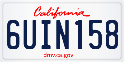 CA license plate 6UIN158