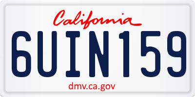 CA license plate 6UIN159