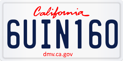 CA license plate 6UIN160