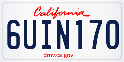 CA license plate 6UIN170
