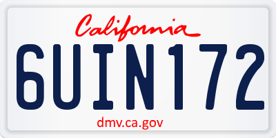 CA license plate 6UIN172