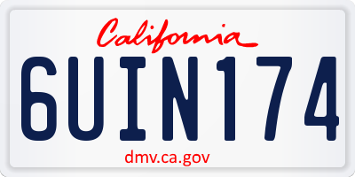 CA license plate 6UIN174