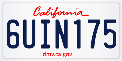 CA license plate 6UIN175