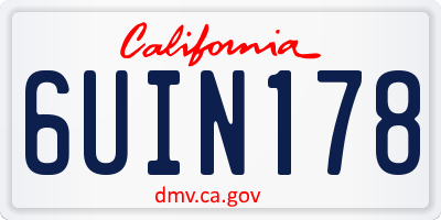 CA license plate 6UIN178