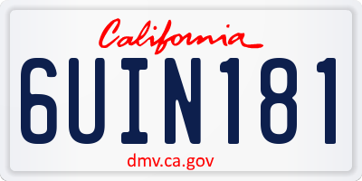 CA license plate 6UIN181
