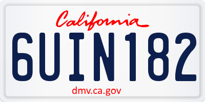 CA license plate 6UIN182