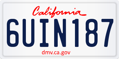 CA license plate 6UIN187