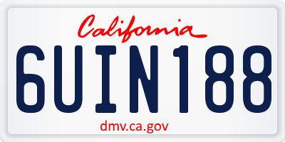 CA license plate 6UIN188