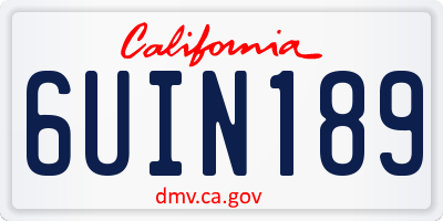 CA license plate 6UIN189