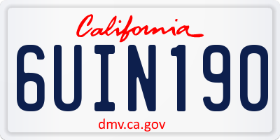 CA license plate 6UIN190