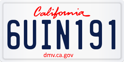 CA license plate 6UIN191