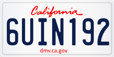 CA license plate 6UIN192