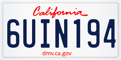 CA license plate 6UIN194