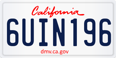 CA license plate 6UIN196