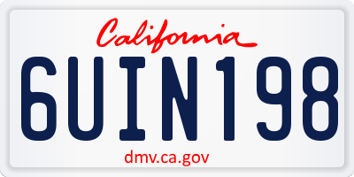 CA license plate 6UIN198