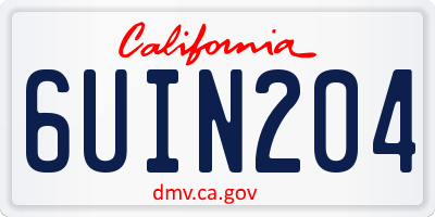 CA license plate 6UIN204