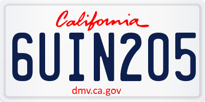 CA license plate 6UIN205