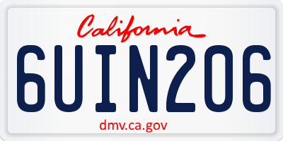 CA license plate 6UIN206
