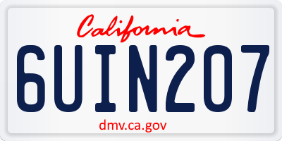 CA license plate 6UIN207