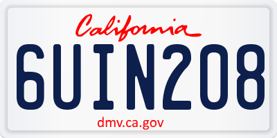 CA license plate 6UIN208