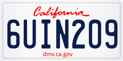 CA license plate 6UIN209
