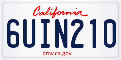 CA license plate 6UIN210