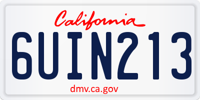 CA license plate 6UIN213