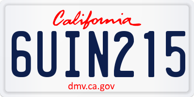 CA license plate 6UIN215