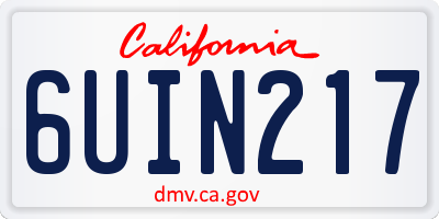 CA license plate 6UIN217