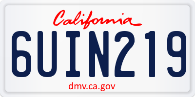 CA license plate 6UIN219