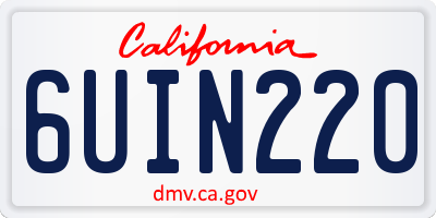CA license plate 6UIN220