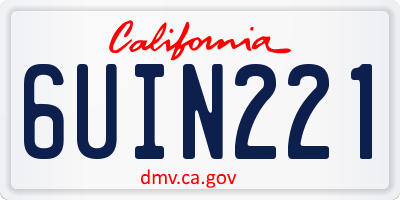 CA license plate 6UIN221