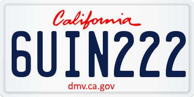 CA license plate 6UIN222
