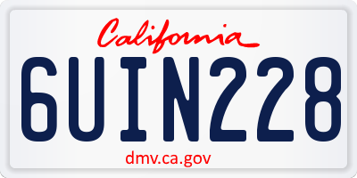 CA license plate 6UIN228