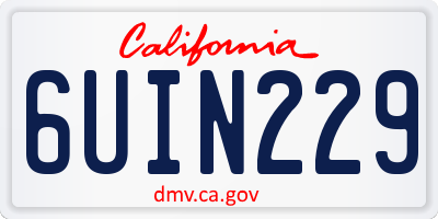 CA license plate 6UIN229