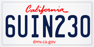 CA license plate 6UIN230