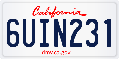 CA license plate 6UIN231