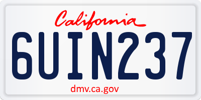 CA license plate 6UIN237