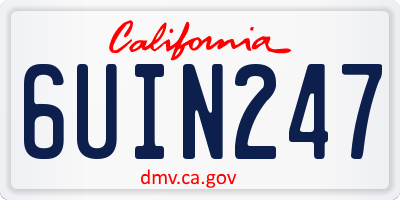 CA license plate 6UIN247