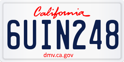 CA license plate 6UIN248