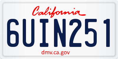 CA license plate 6UIN251