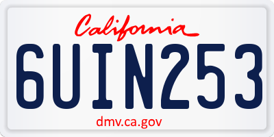 CA license plate 6UIN253
