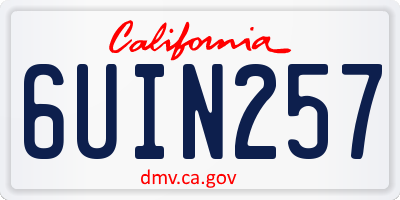 CA license plate 6UIN257