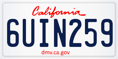 CA license plate 6UIN259