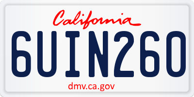 CA license plate 6UIN260