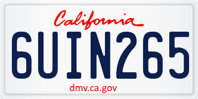 CA license plate 6UIN265
